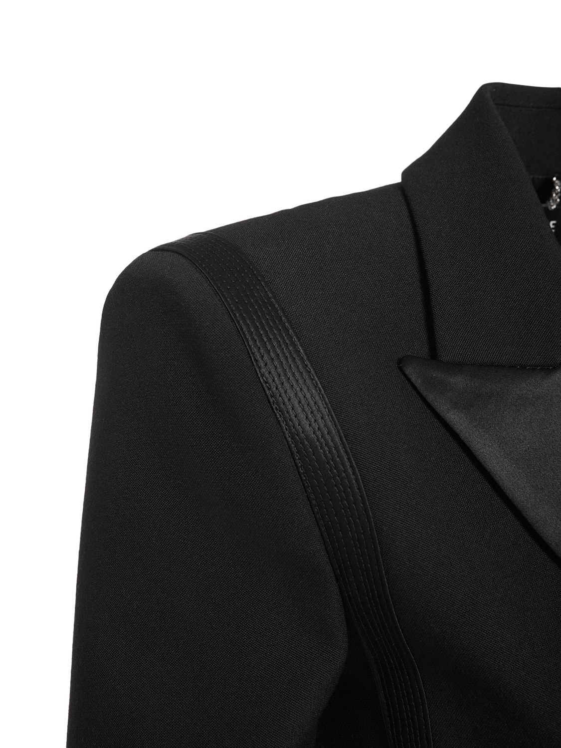 Shop Versace Grain De Poudre Wool Cutout Jacket In Black