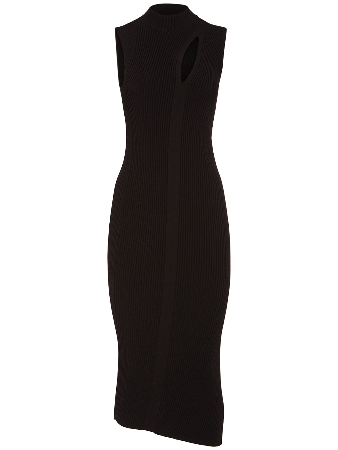Image of Sleeveless Rib Knit Cutout Midi Dress
