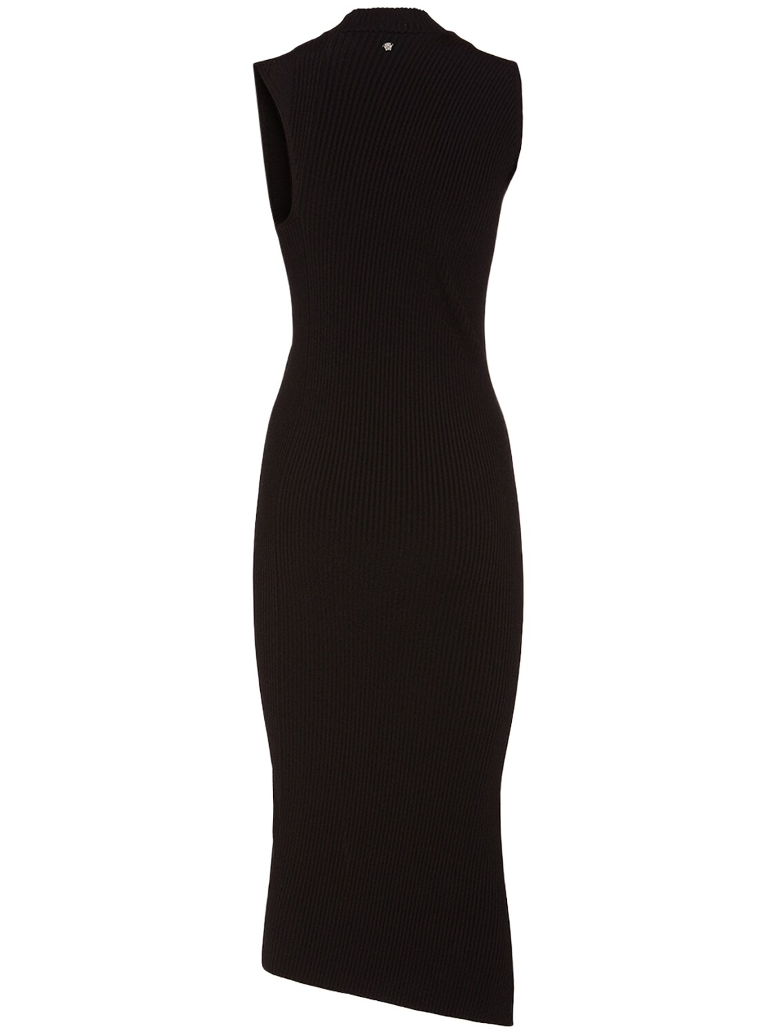 Shop Versace Sleeveless Rib Knit Cutout Midi Dress In Black