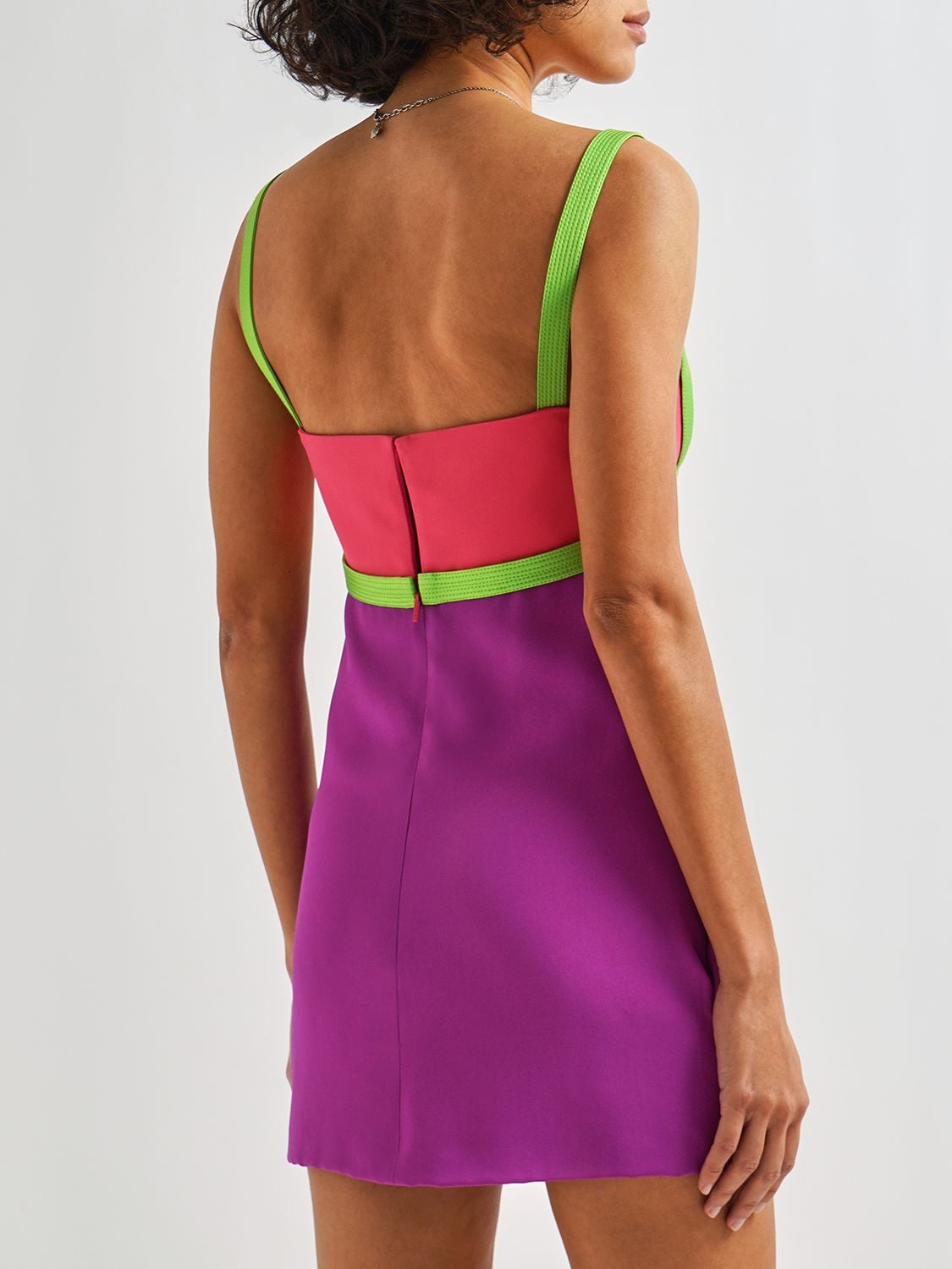 Shop Versace Envers Satin Cut Out Mini Dress In Multicolor