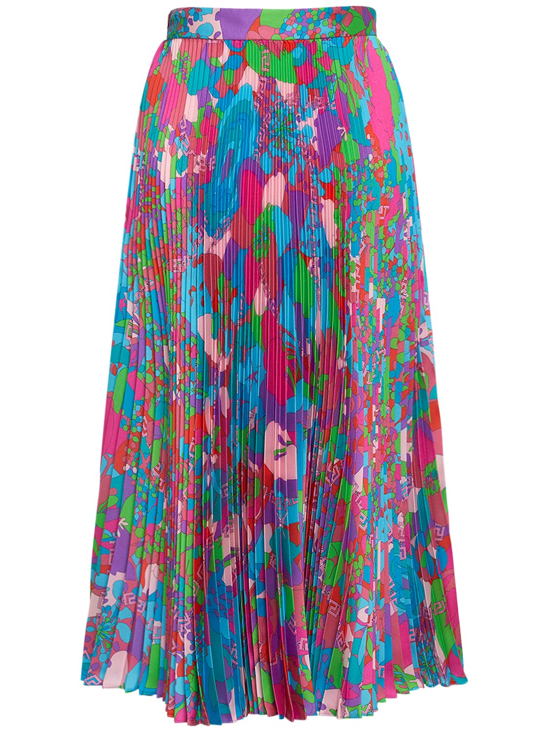 Shop Versace Dua Lipa Printed Pleated Twill Skirt In Multicolor