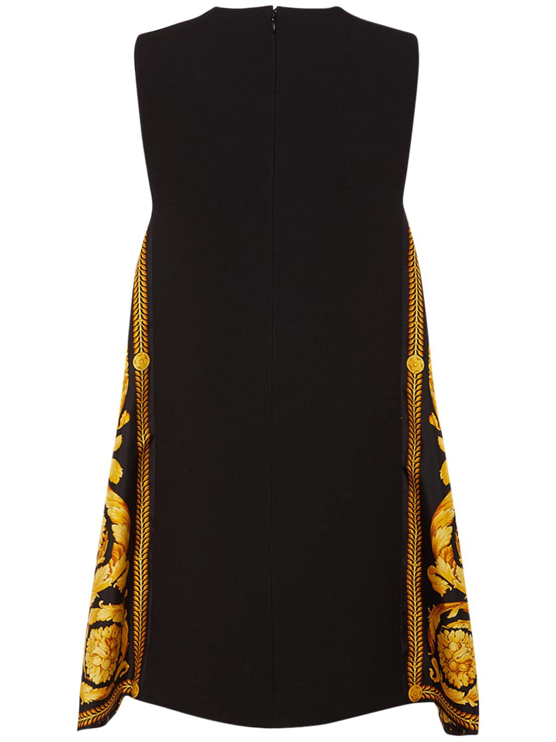 Shop Versace Barocco Envers Satin Mini Dress In Multi,black