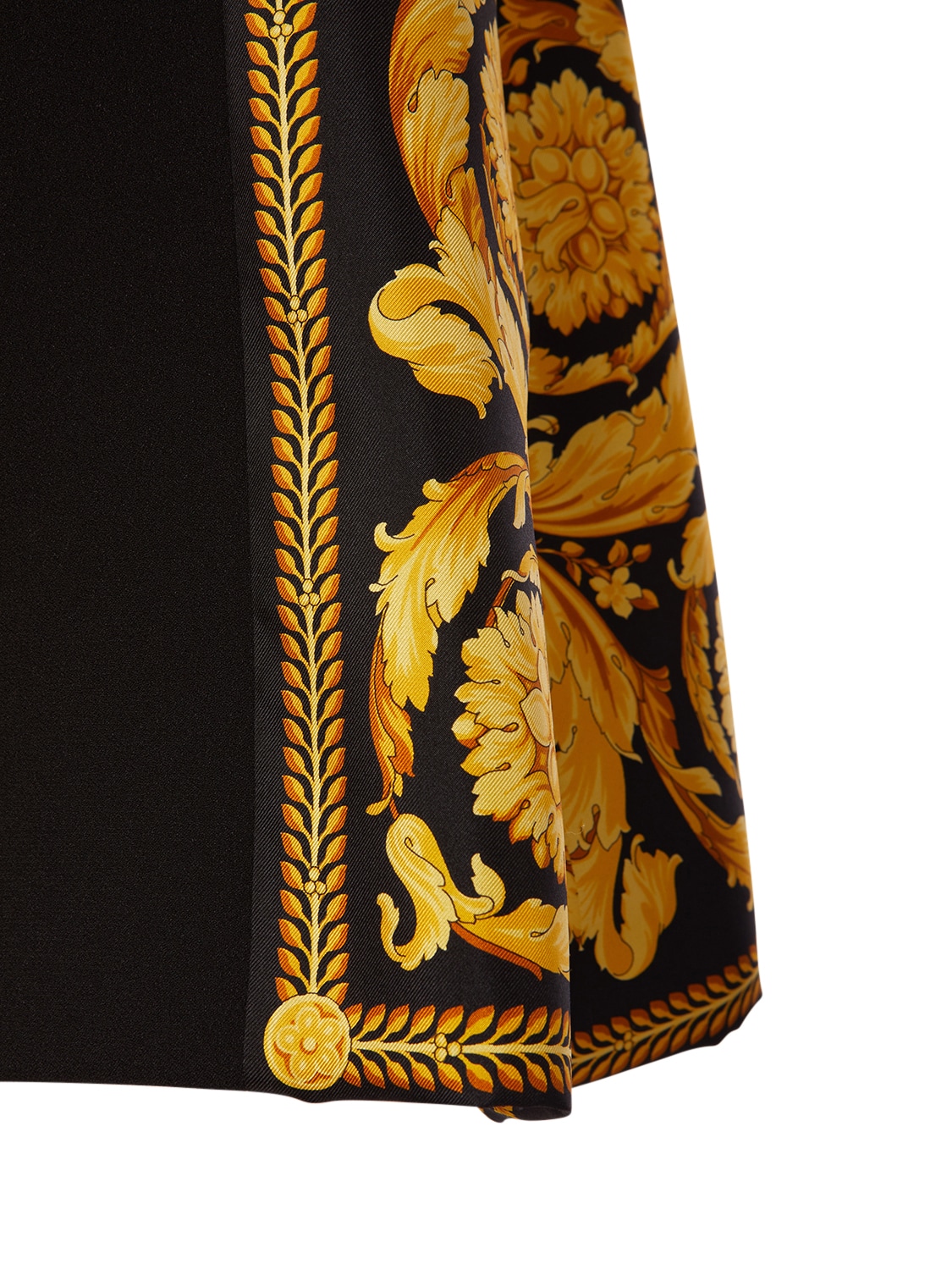 Shop Versace Barocco Envers Satin Mini Dress In Multi,black