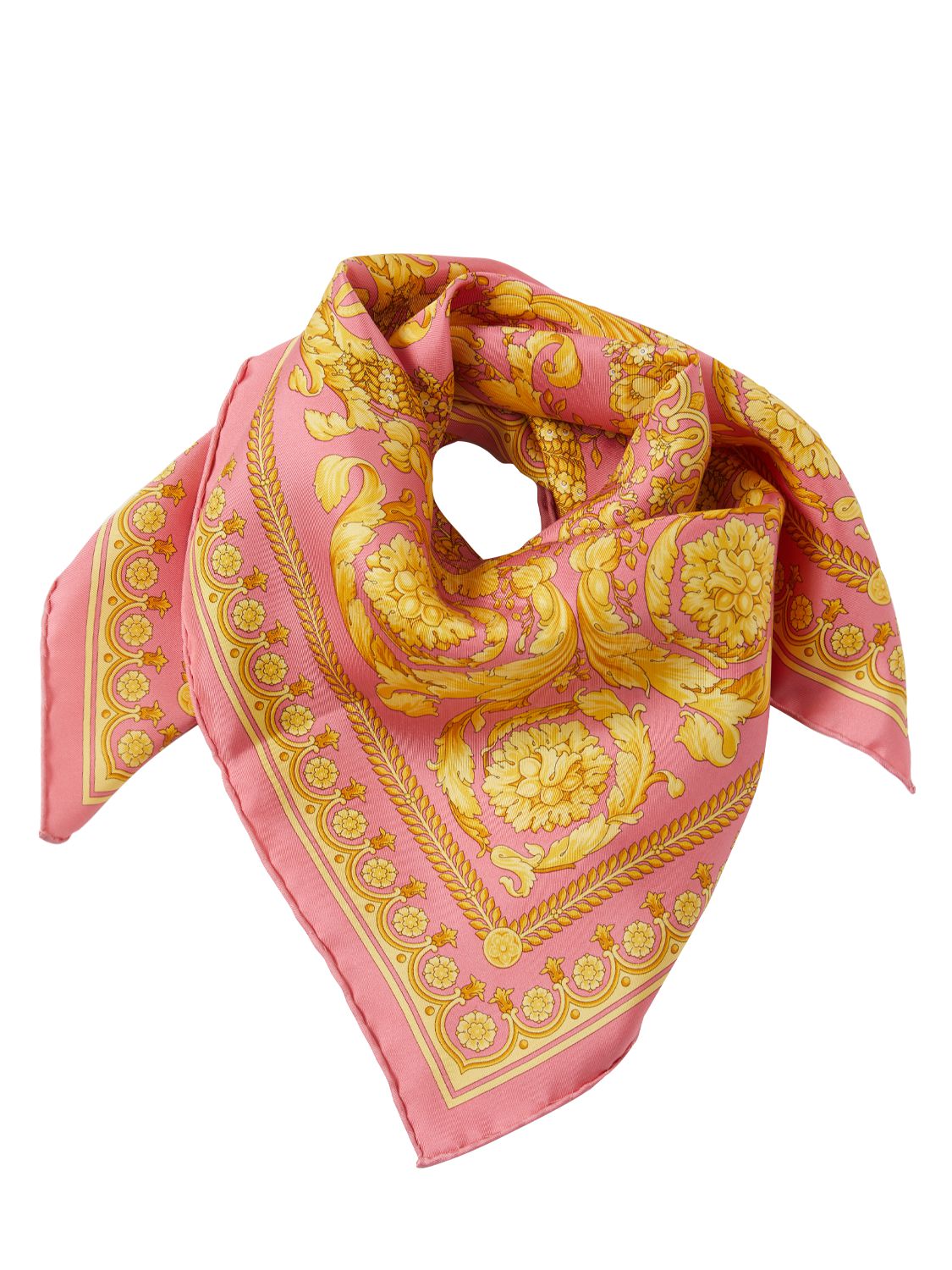 Versace Floral Printed Scarf In Pinkgold