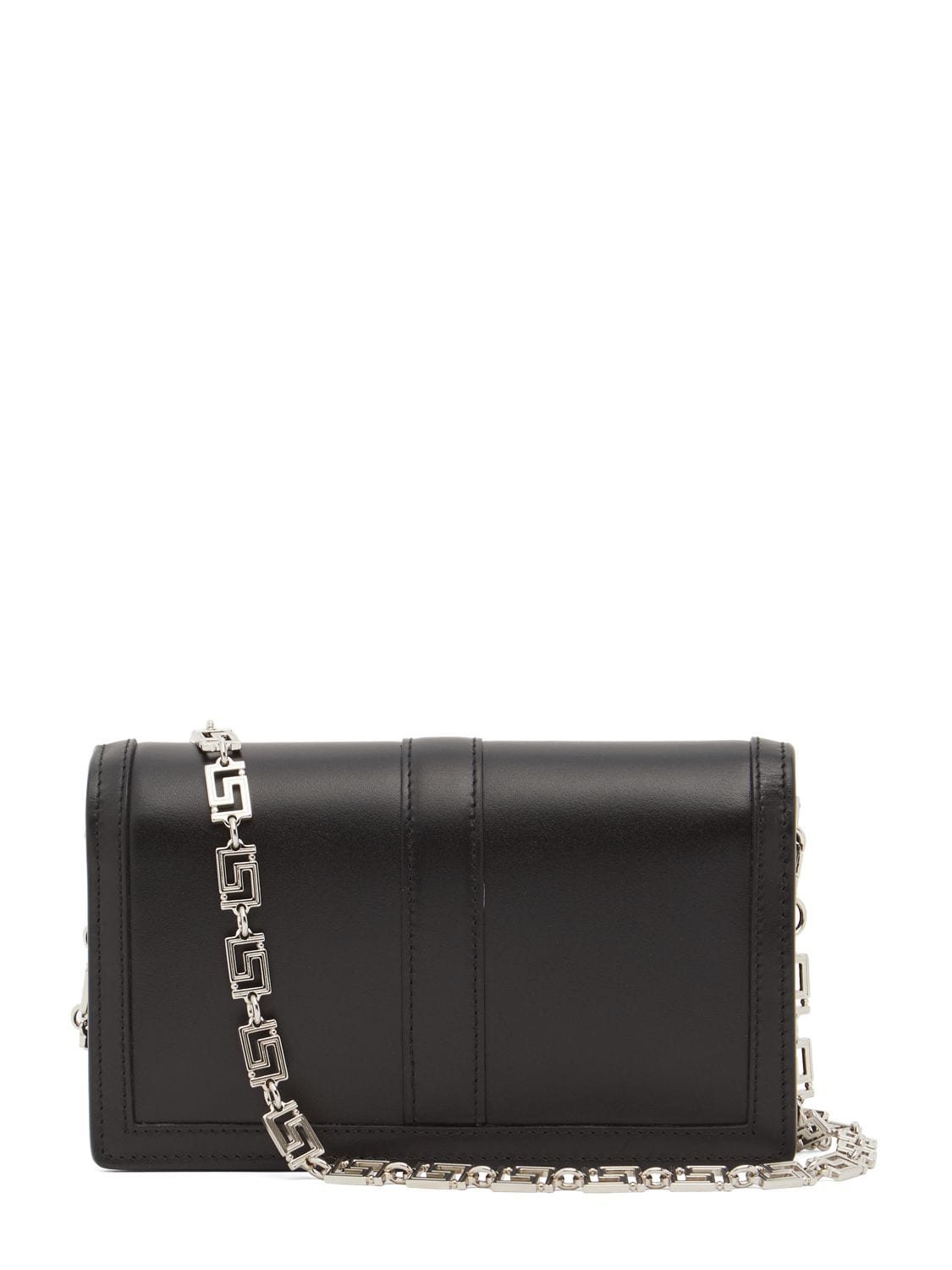 Shop Versace Greca Goddess Leather Chain Wallet In Black-pal