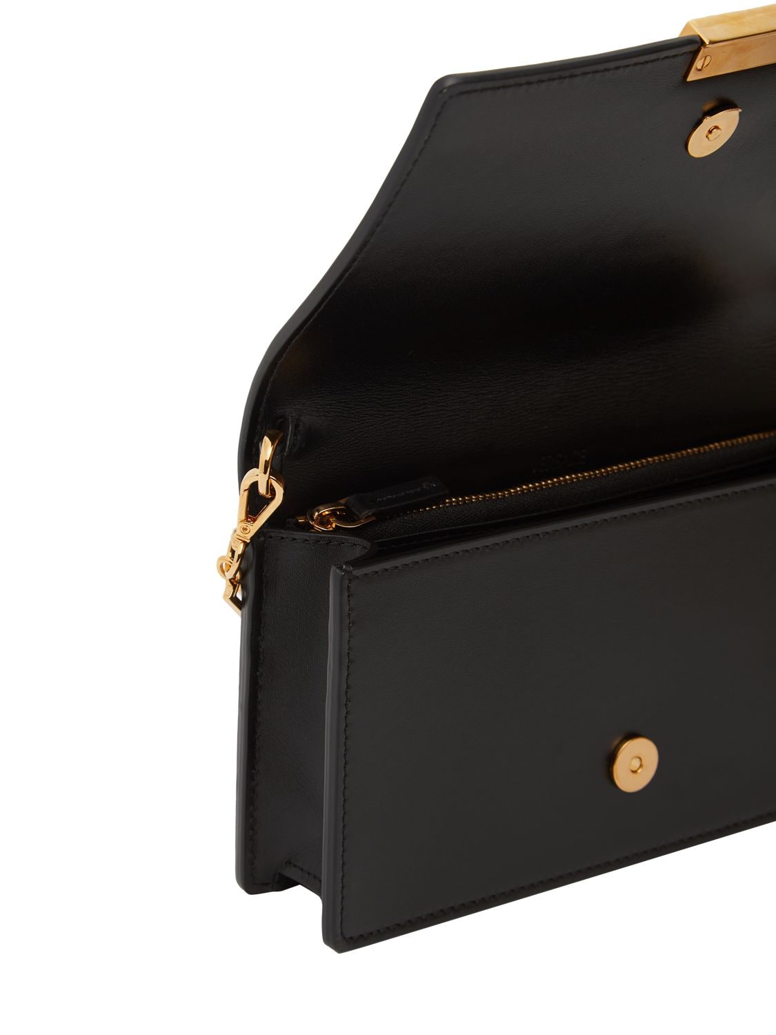 Shop Versace Greca Goddess Leather Chain Wallet In Black,white