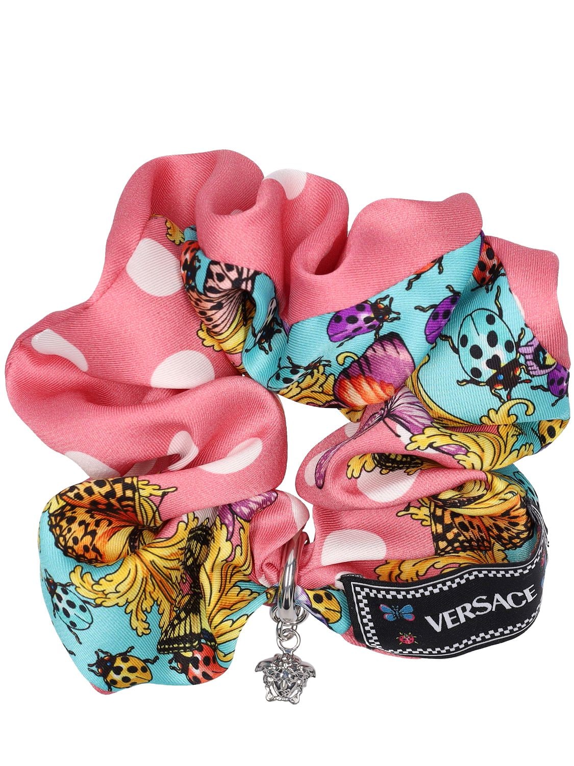 Versace Murakami Floral Print Scrunchie In Pois,butterfly