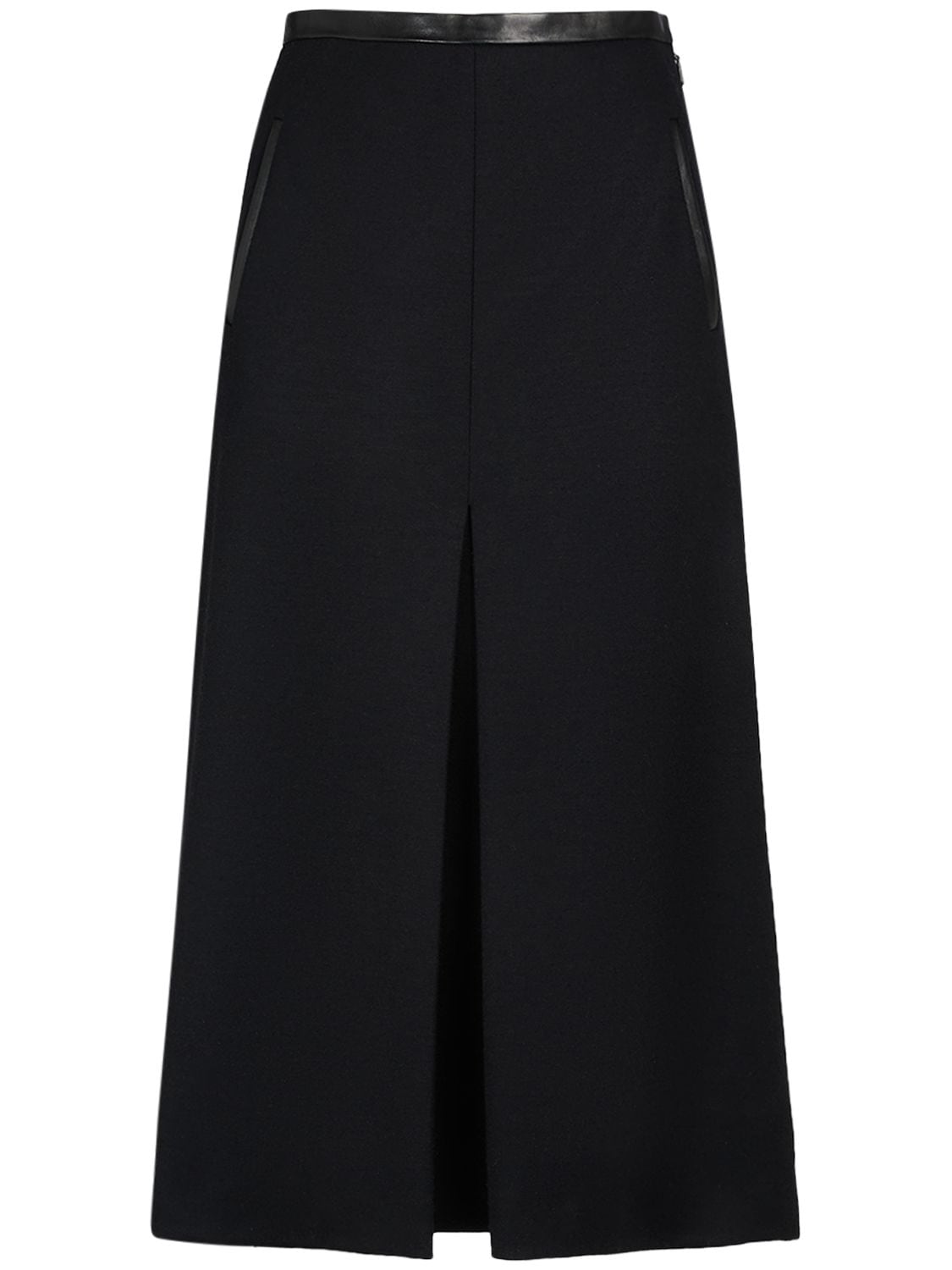 Saint Laurent Wool Blend Long Skirt In Black