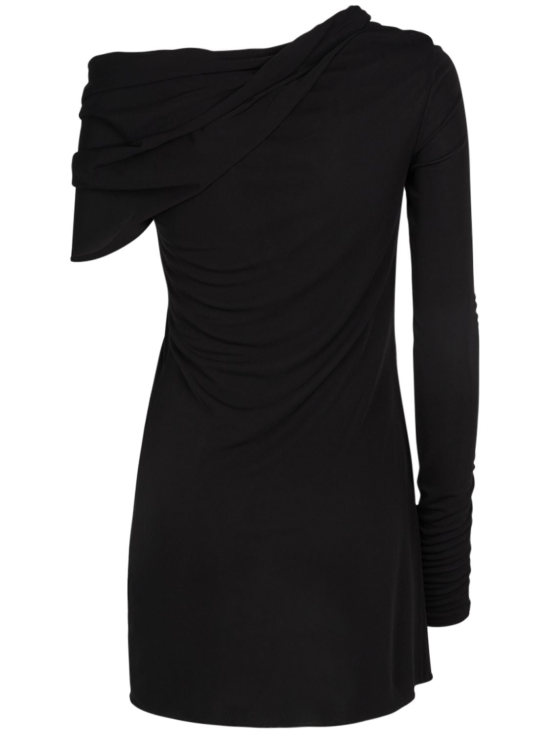 Shop Saint Laurent Draped Viscose Long Dress In Black