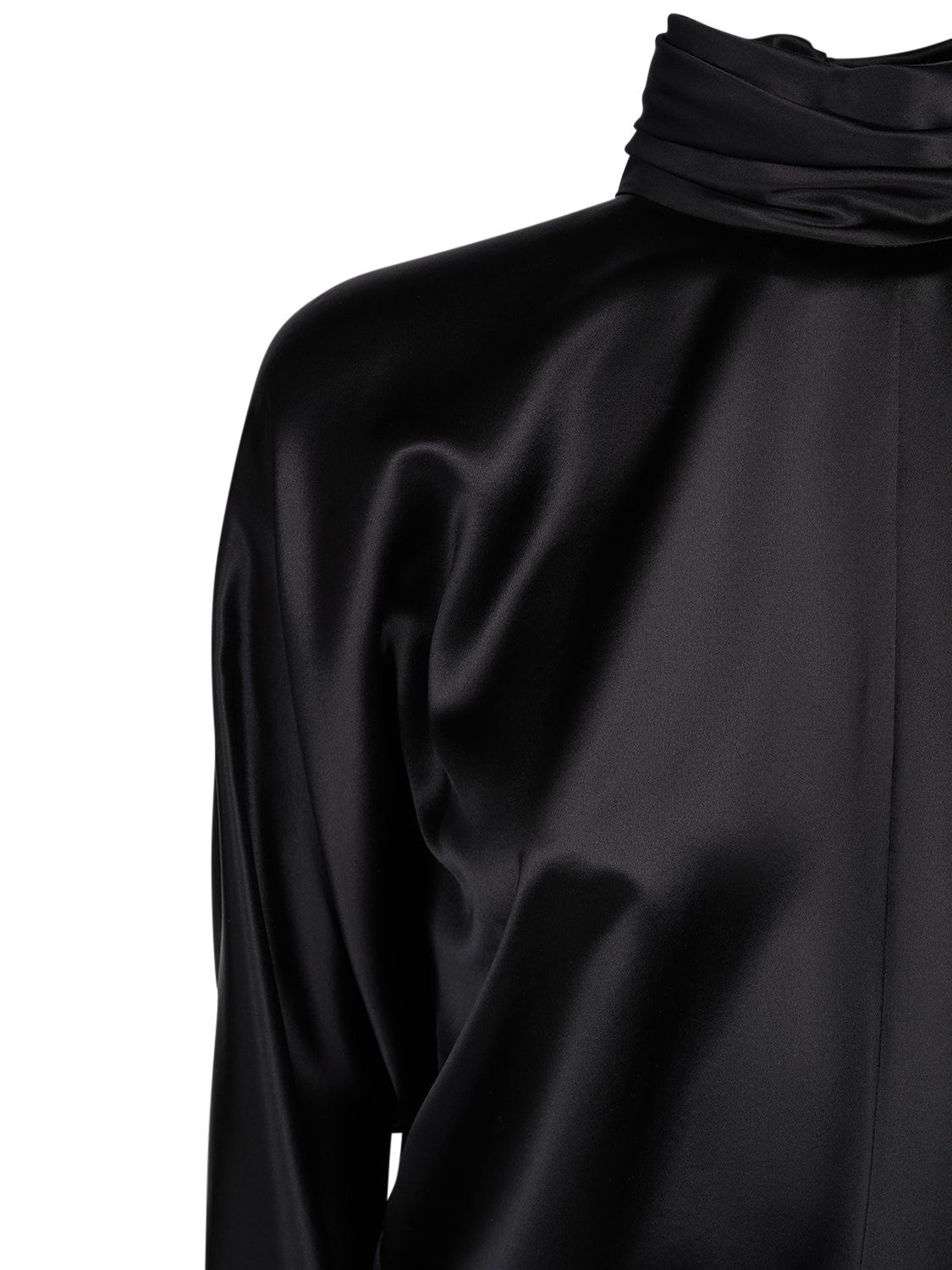 Shop Saint Laurent Silk Shirt W/ Knot Cuffs In Black