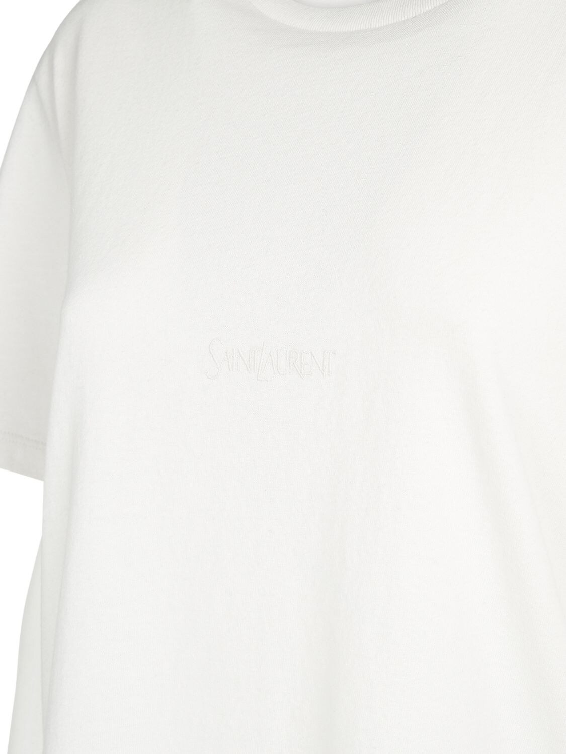 Shop Saint Laurent Cotton T-shirt In Dirty Ecru