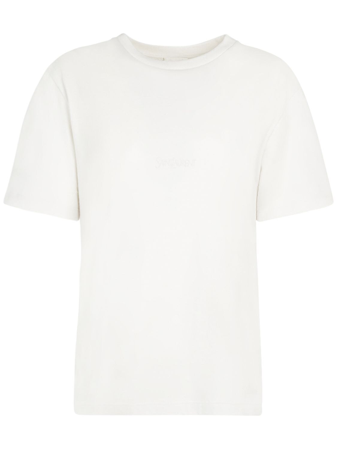 Shop Saint Laurent Cotton T-shirt In Dirty Ecru