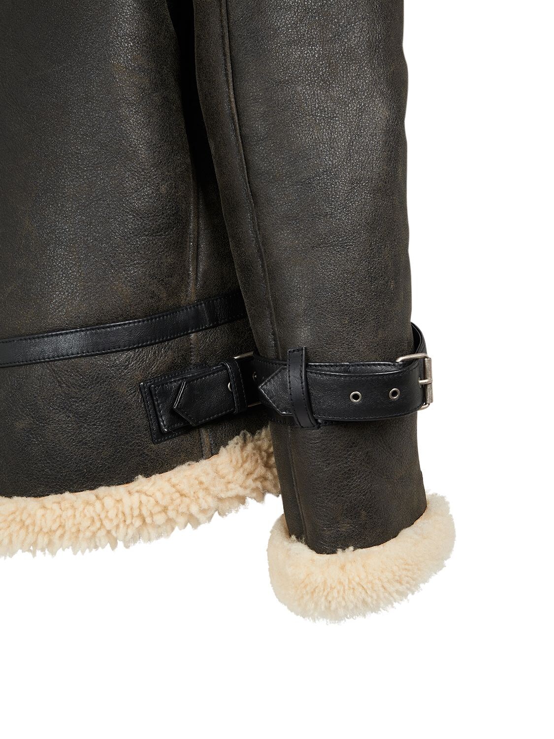 Shop Saint Laurent Shearling Jacket W/ Zip In Black