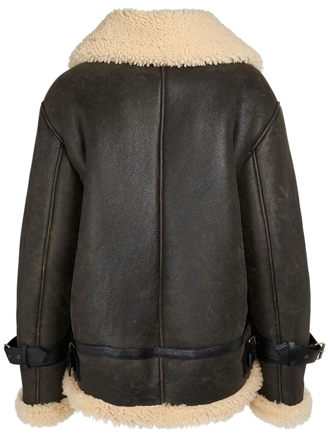 Shop Saint Laurent Shearling Jacket W/ Zip In Black