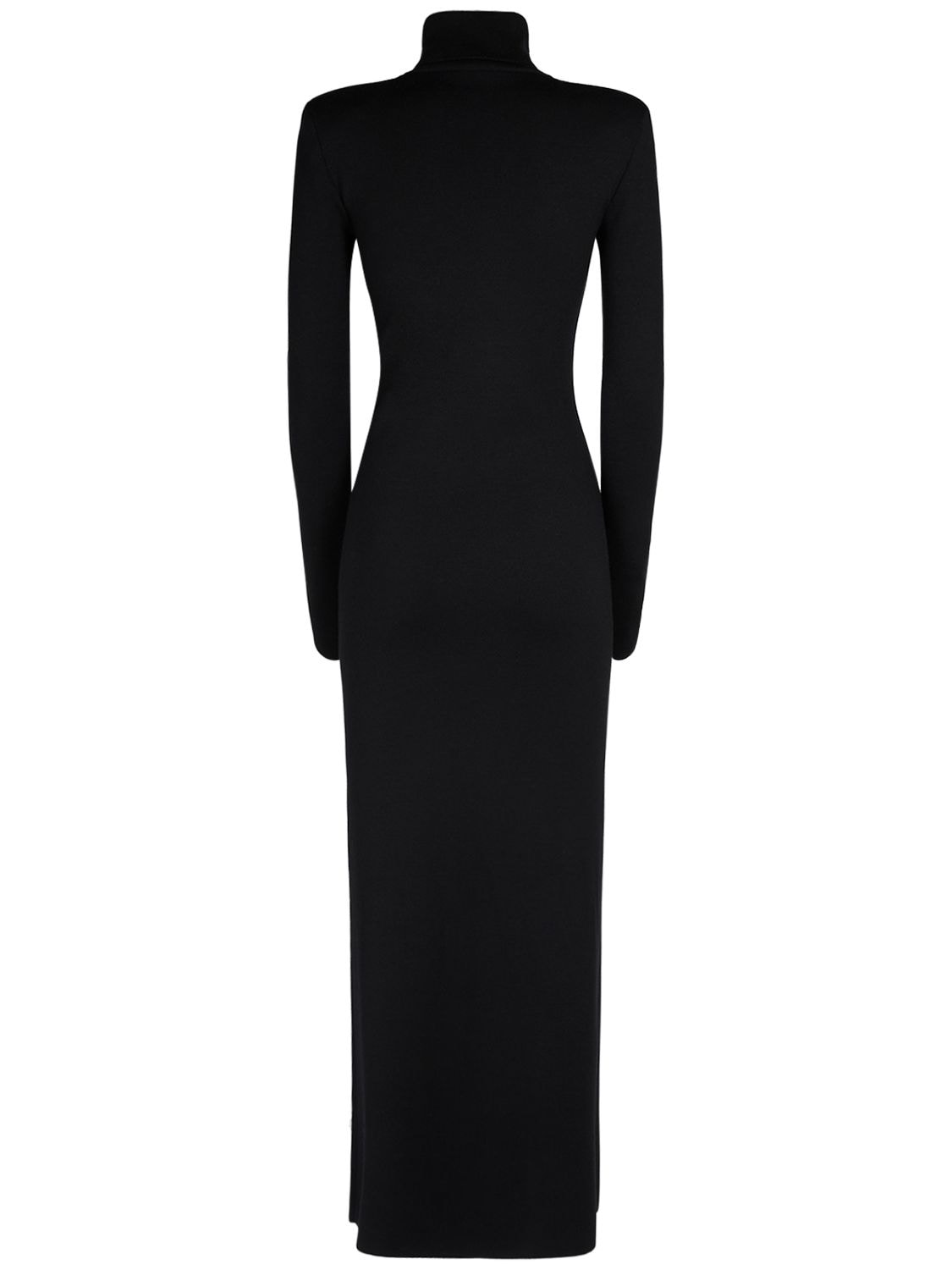 Shop Saint Laurent Wool Knit Long Dress In Black