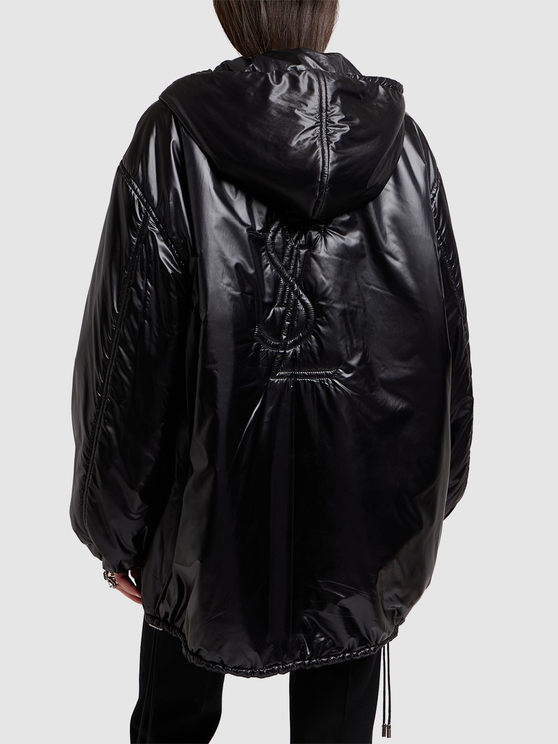 Shop Saint Laurent Embroidered Nylon Jacket In Black