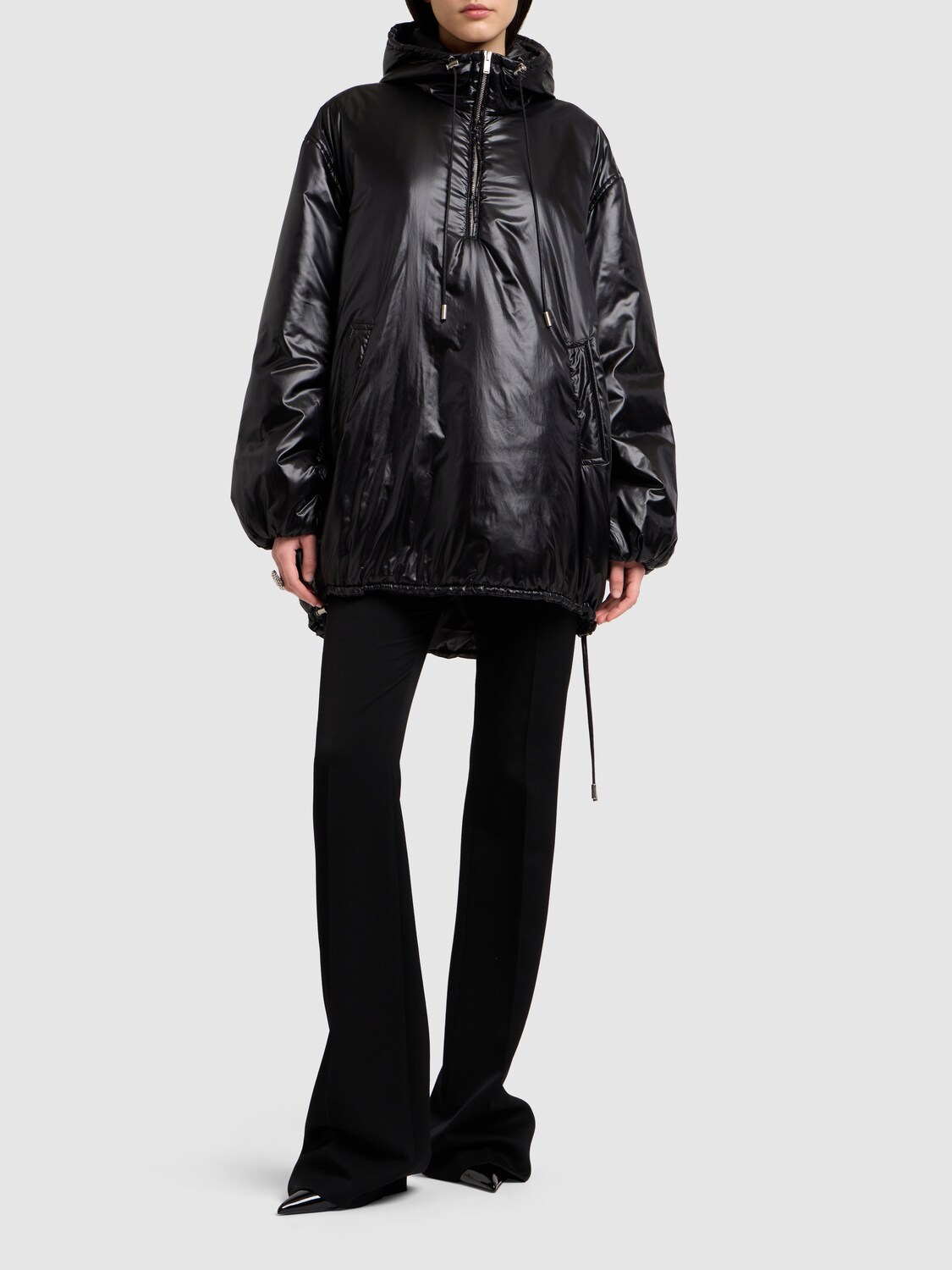 Shop Saint Laurent Embroidered Nylon Jacket In Black