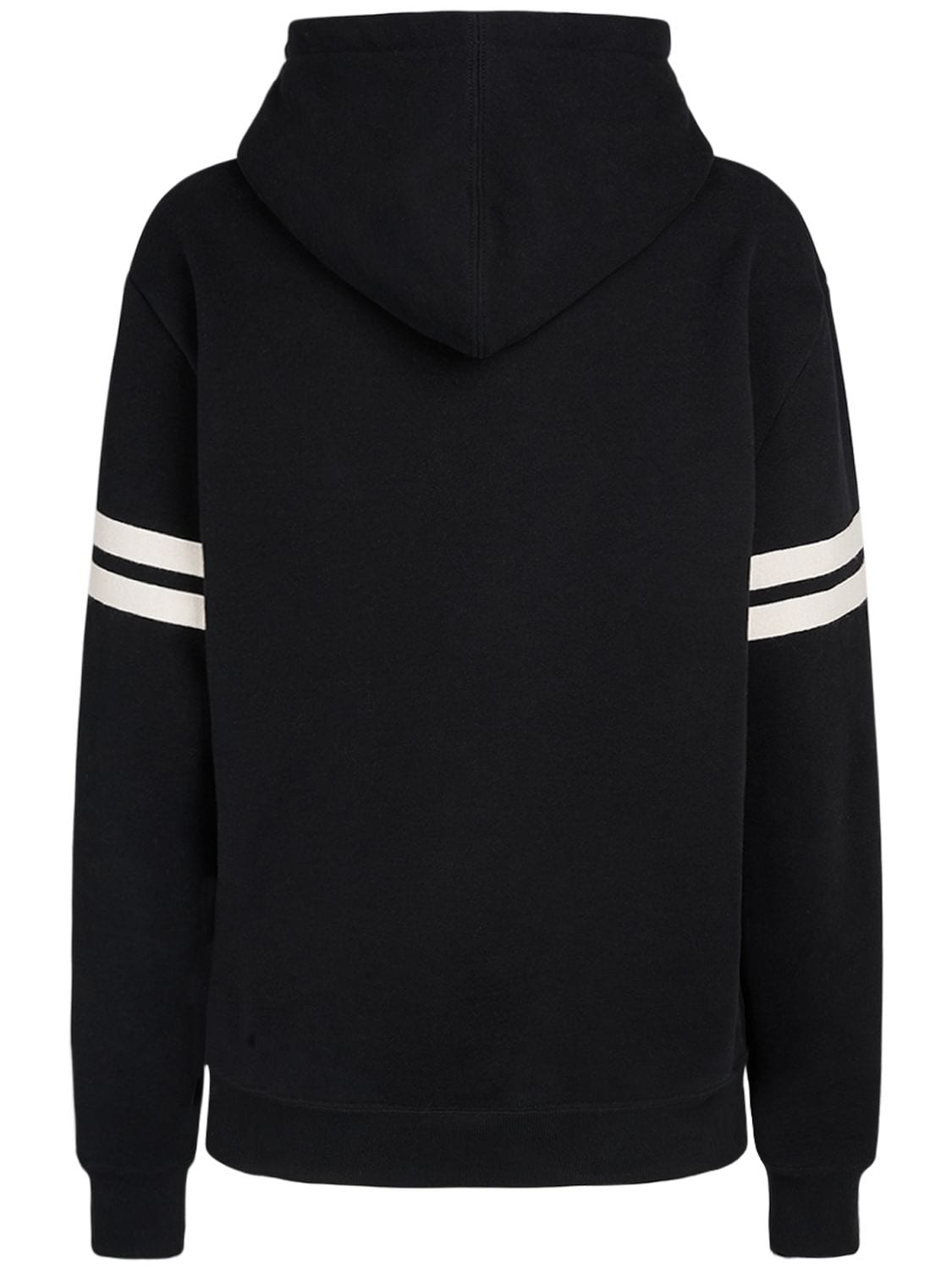 Shop Saint Laurent Embroidered Cotton Hoodie In Black