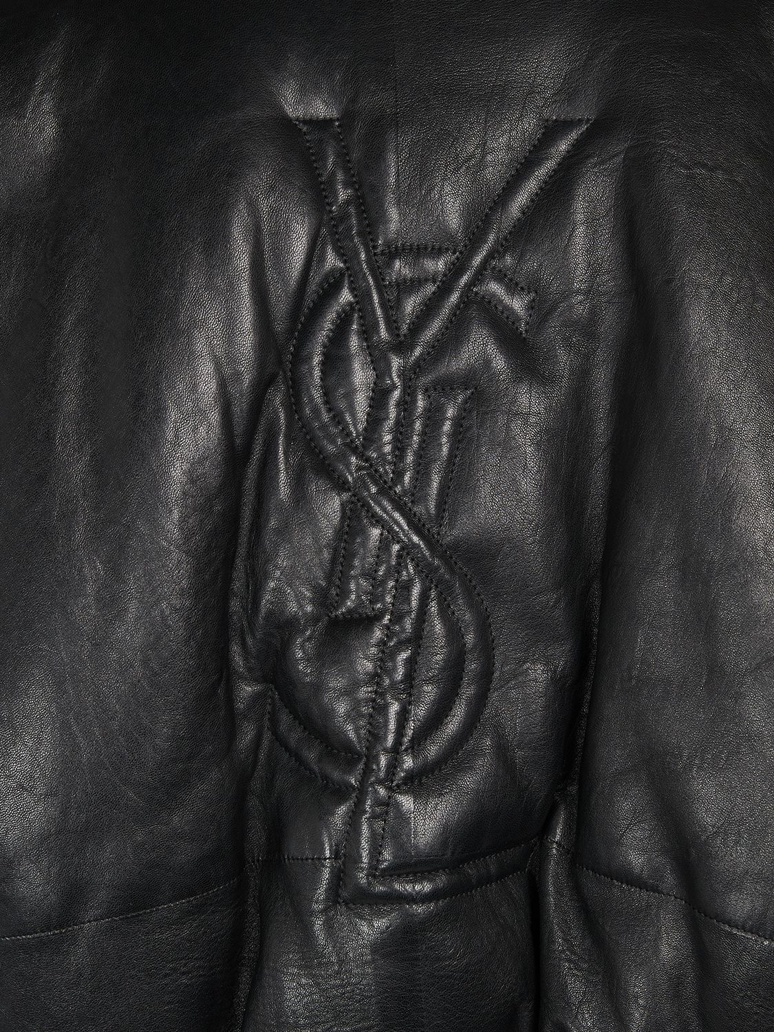 Shop Saint Laurent Casual Leather Bomber Jacket In Black