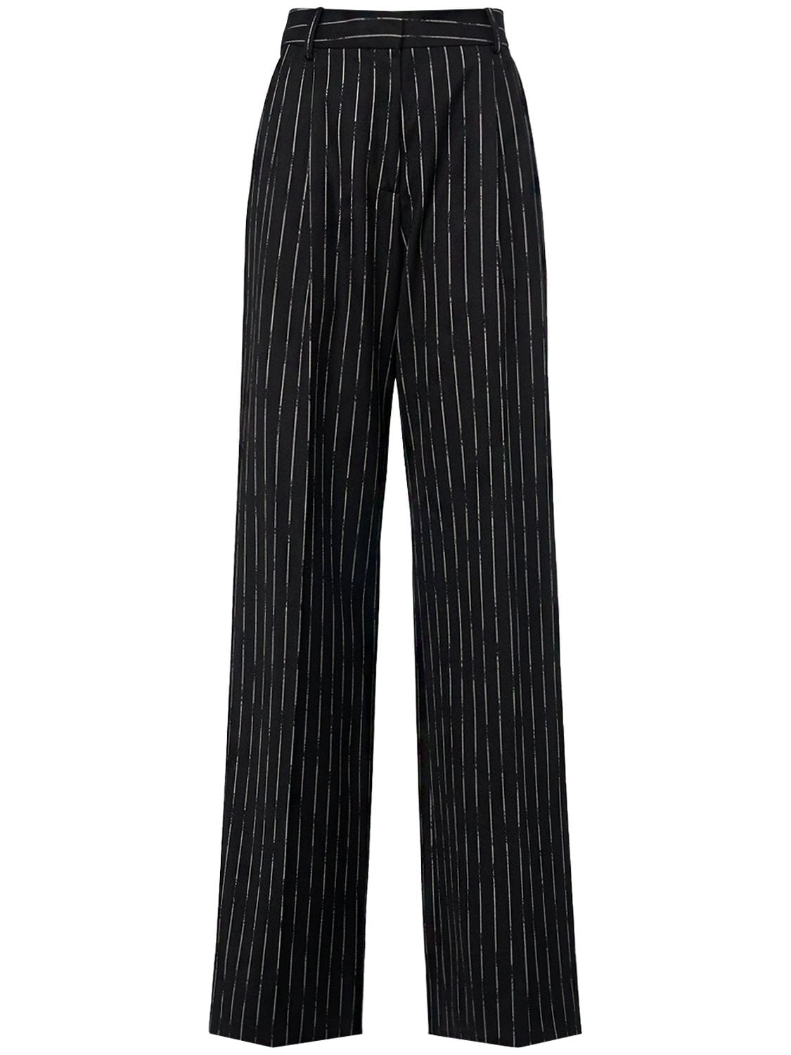 Shop Alexander Mcqueen Broken Stripe Wool Pants In Black