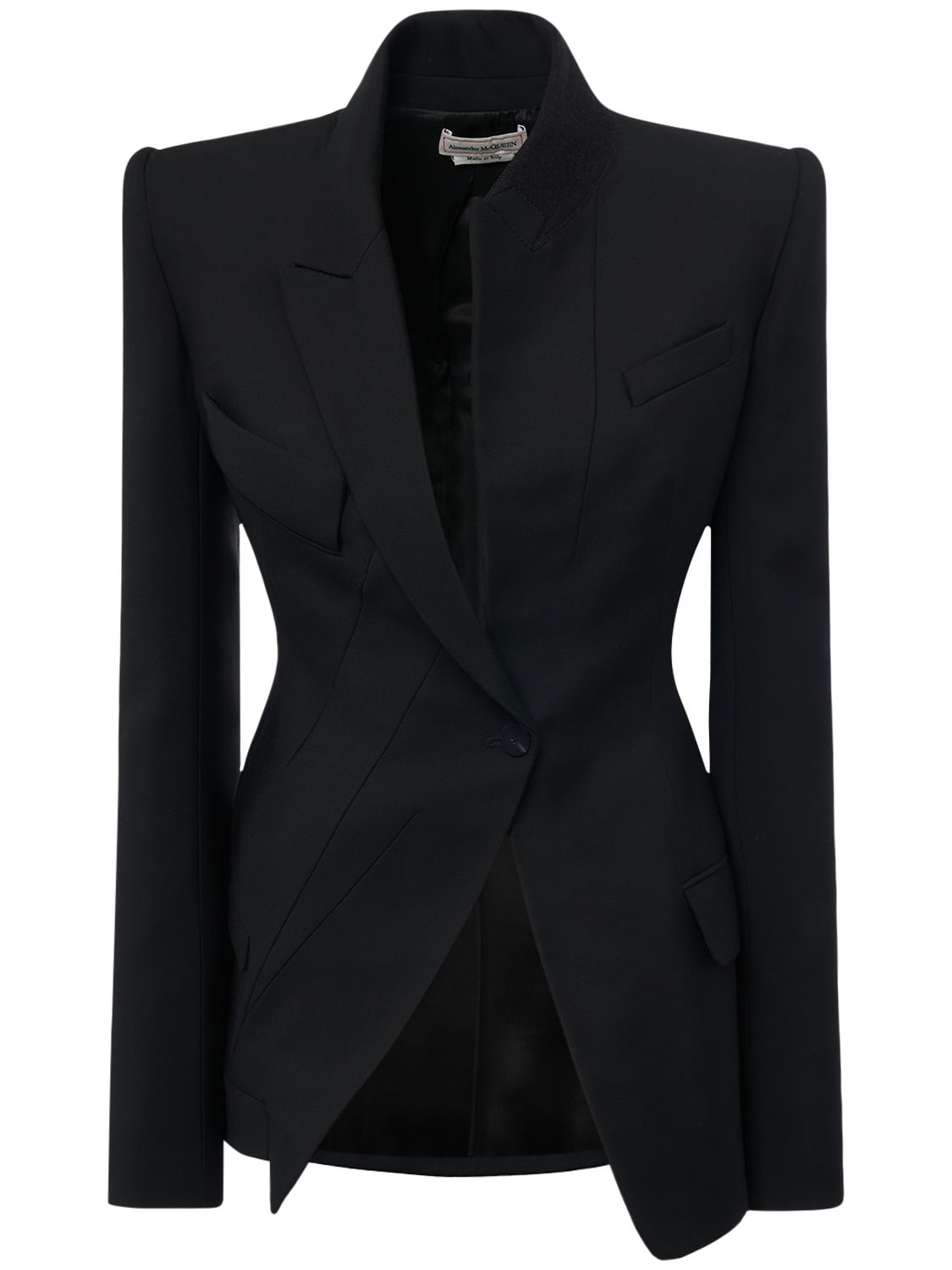 Alexander Mcqueen Sartorial Wool Asymmetric Blazer In Black