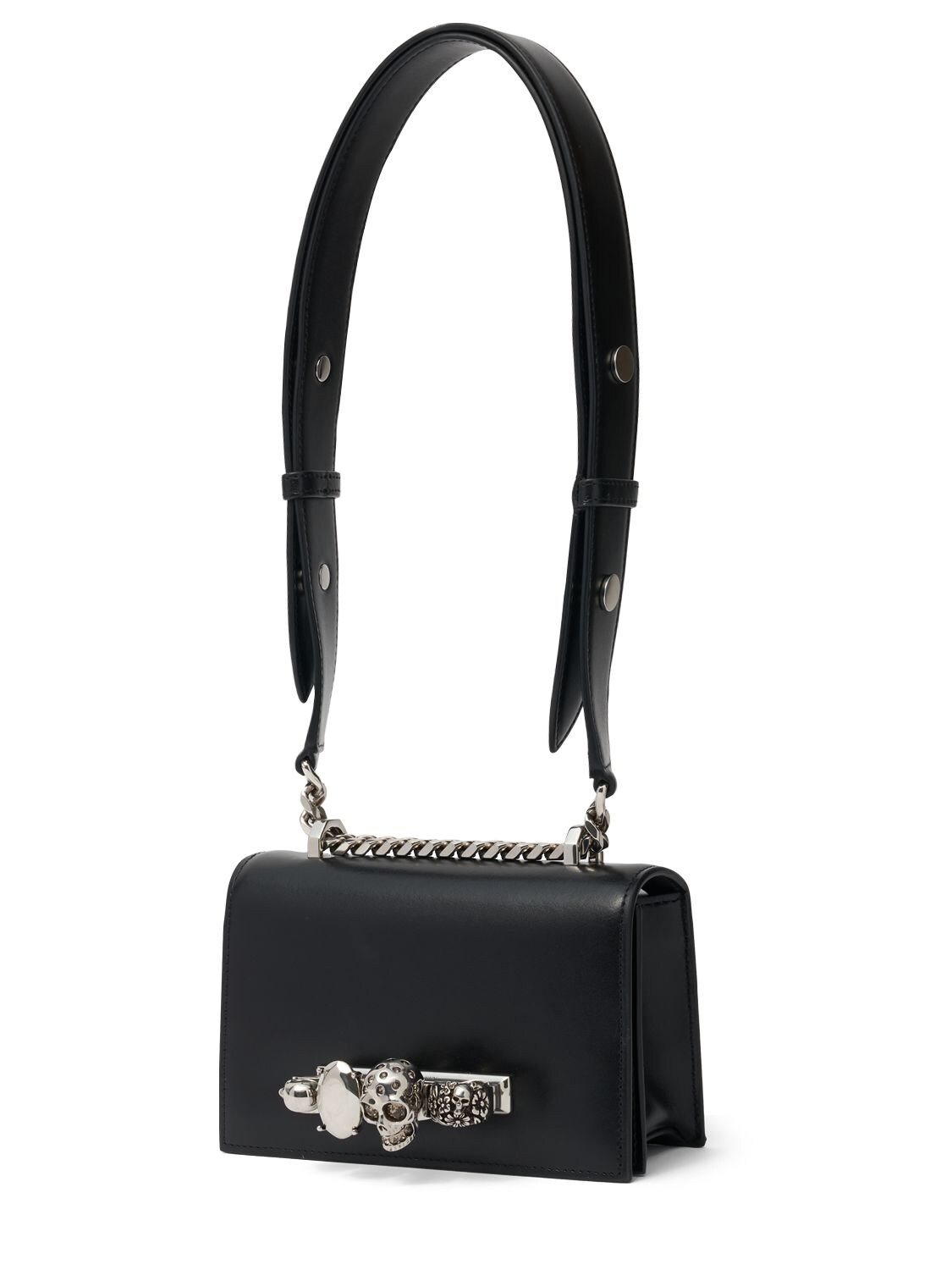 Shop Alexander Mcqueen The Biker Mini Jewelled Satchel Bag In Black