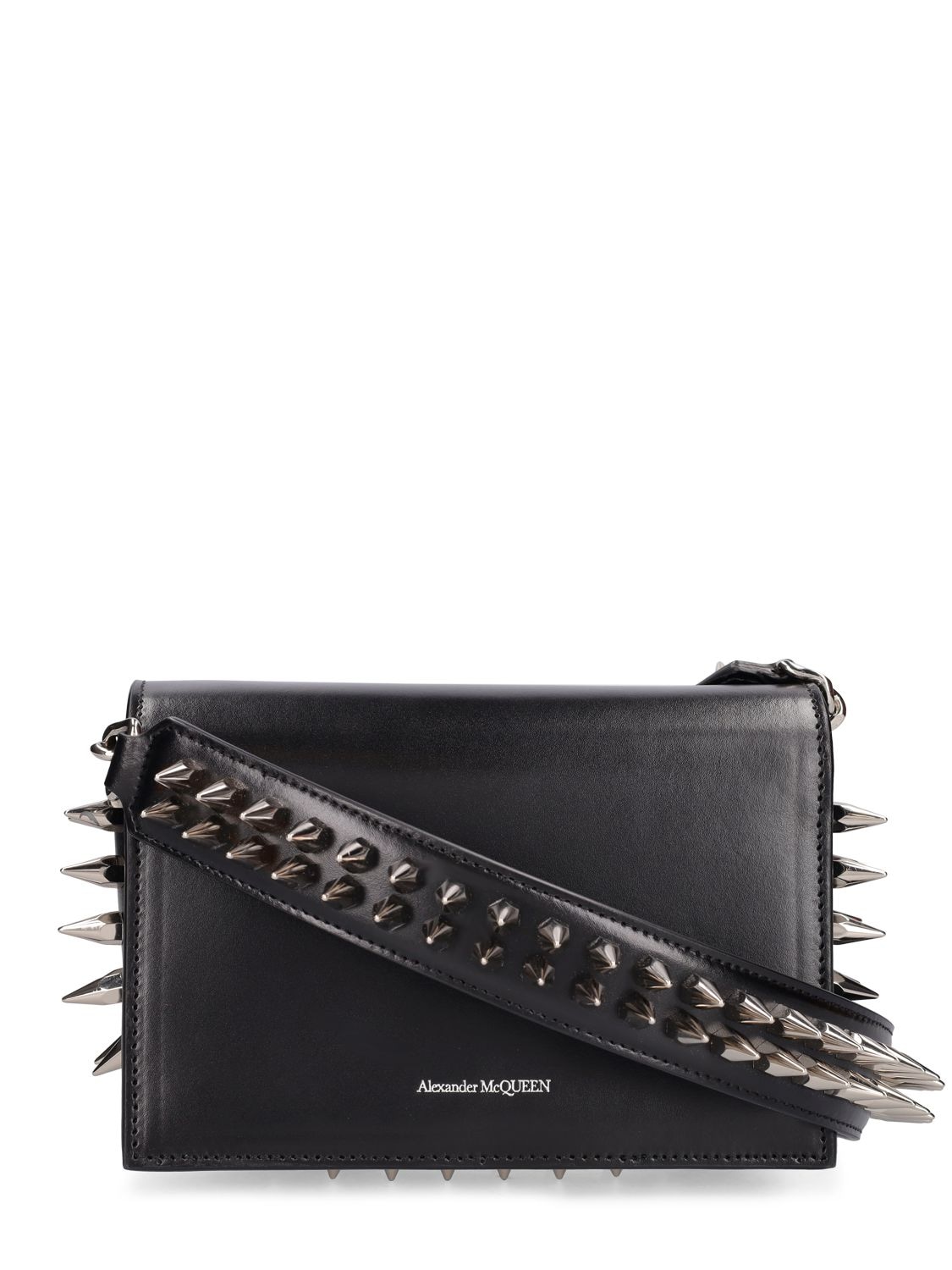 Shop Alexander Mcqueen Small Skull Leather Shoulder Bag In Black