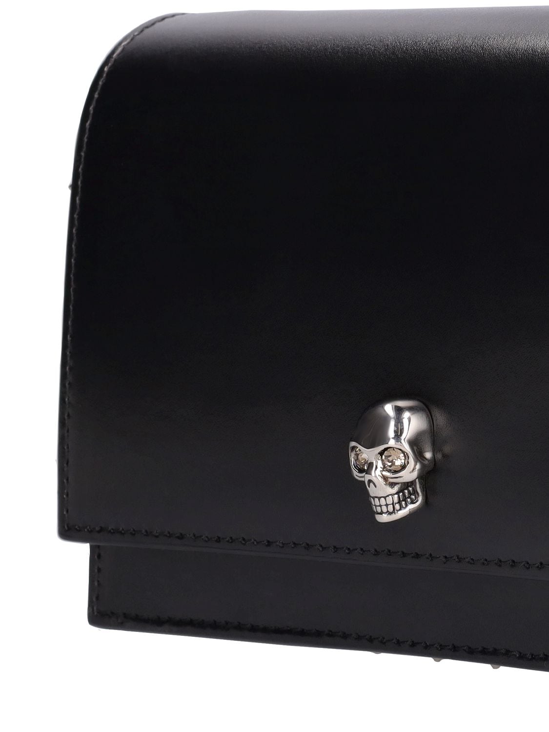 Shop Alexander Mcqueen Small Skull Leather Shoulder Bag In Black