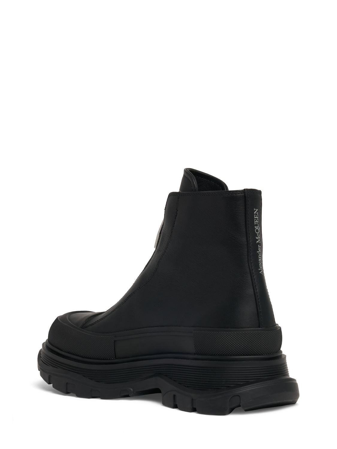 Shop Alexander Mcqueen 45mm Tread Slick Leather Boots In Black