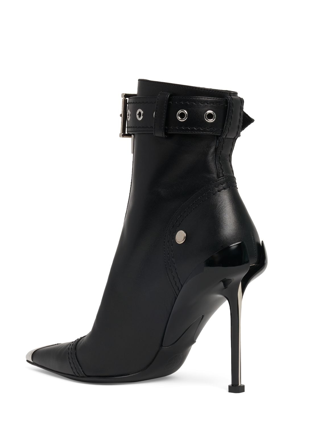 Shop Alexander Mcqueen 90mm Slash Leather Ankle Boots In Black
