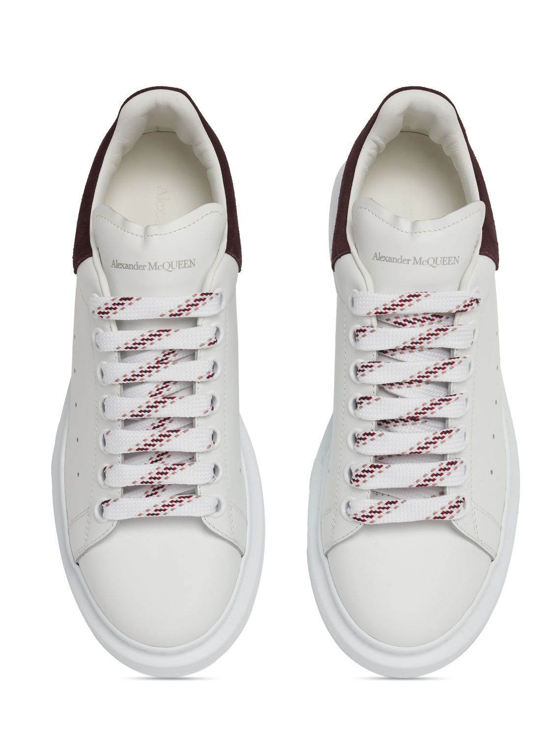 Shop Alexander Mcqueen 45mm Leather Sneakers In White,bordeaux