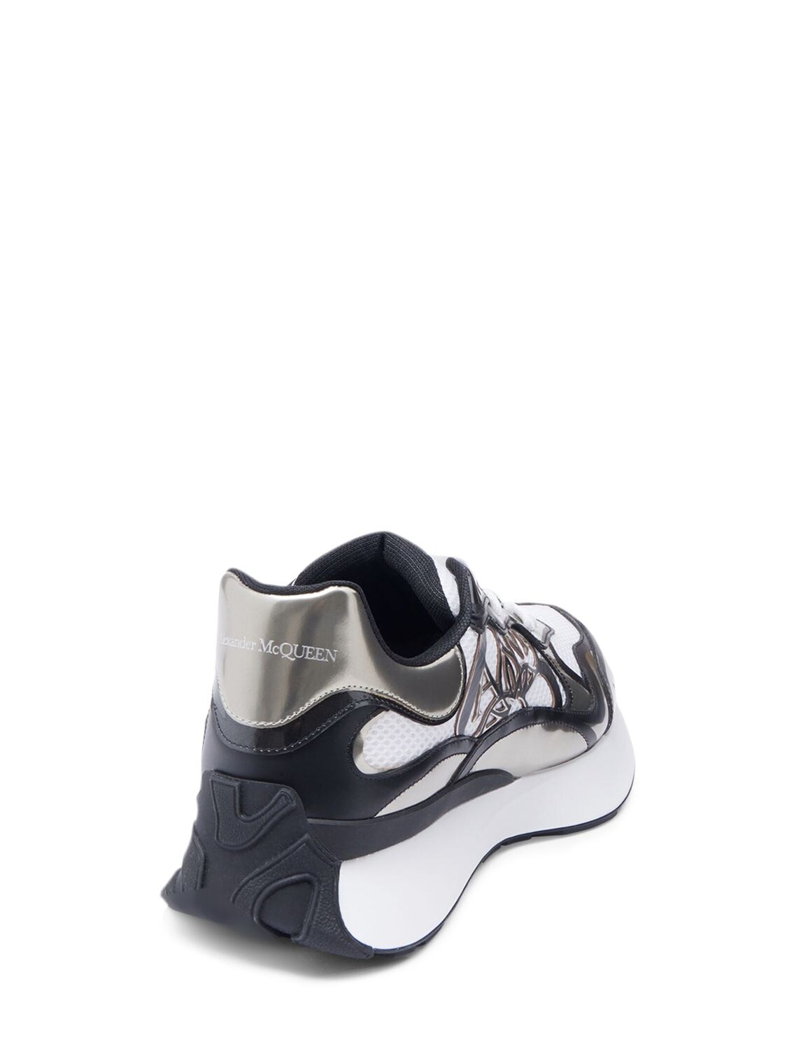 Shop Alexander Mcqueen Sprint Runner Leather Sneakers In White,beige