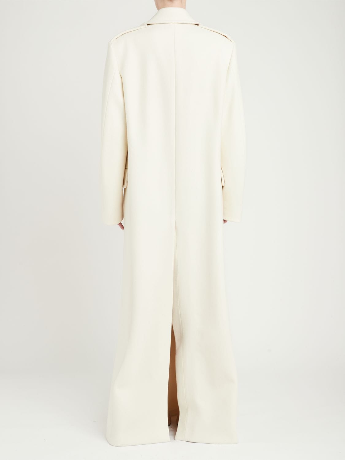 Stella Mccartney Oversize Double Breasted Wool Long Coat In Ivory