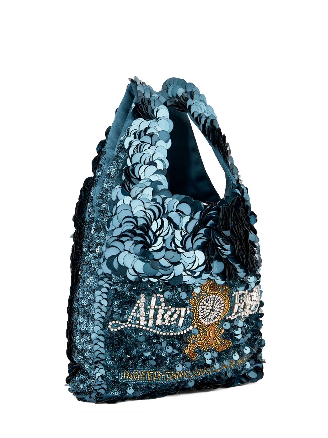 Shop Anya Hindmarch Mini After Eight Sequined Bag In Dark Teal