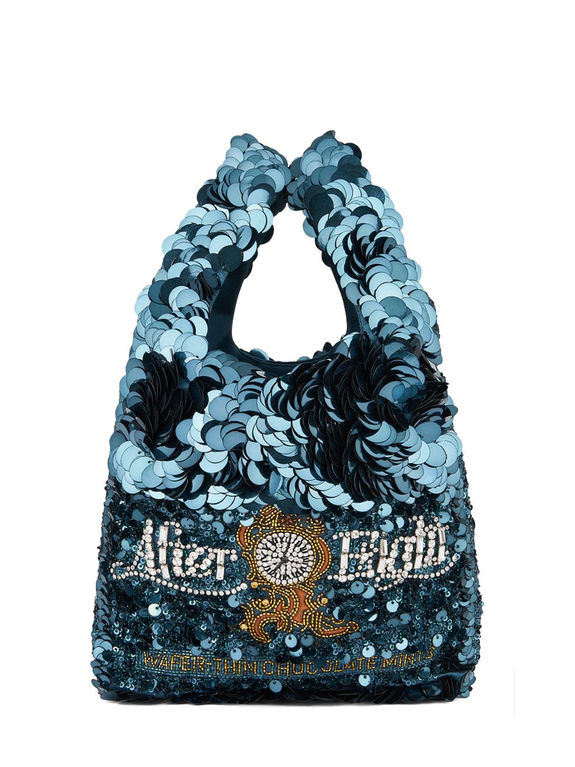 Anya Hindmarch Mini After Eight Sequined Bag In Dark Teal