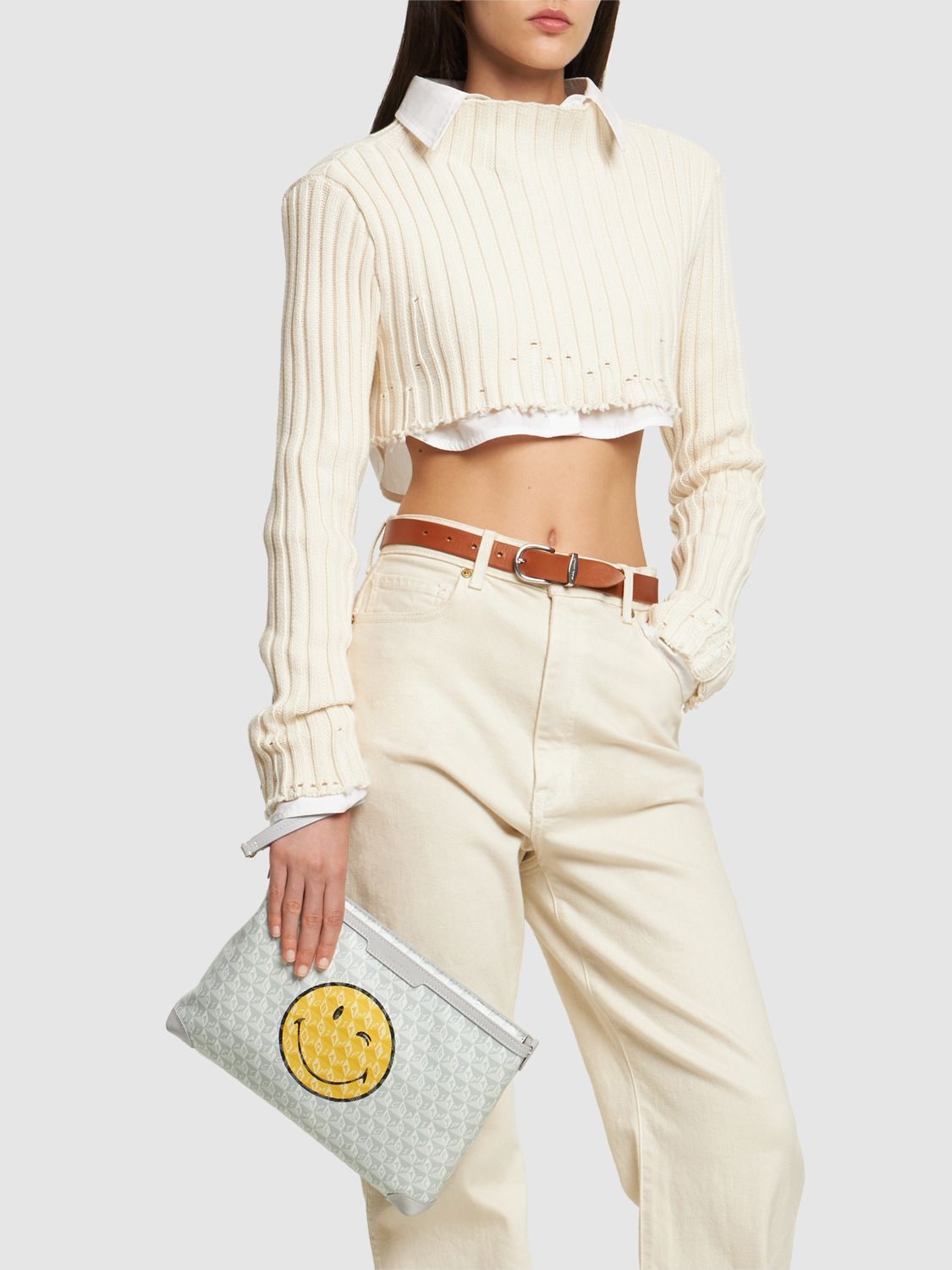 Shop Anya Hindmarch I Am A Plastic Bag Wink Clutch In Frost
