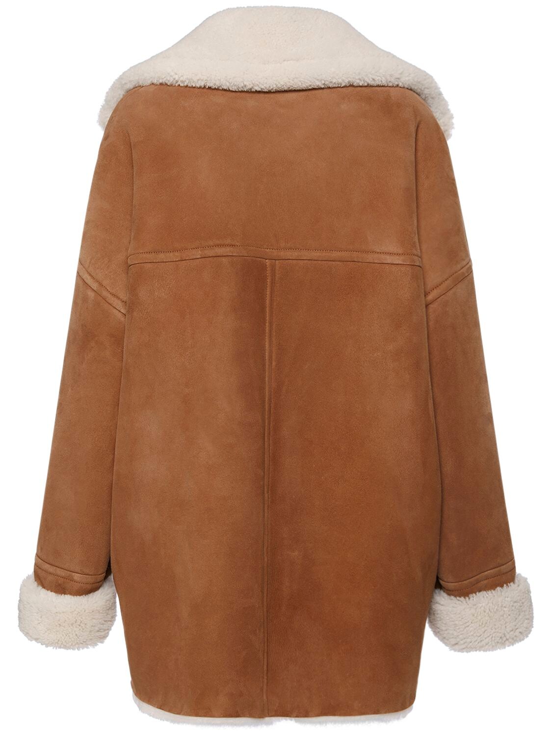 Shop Dsquared2 Oversized Shearling Coat In Light Brown