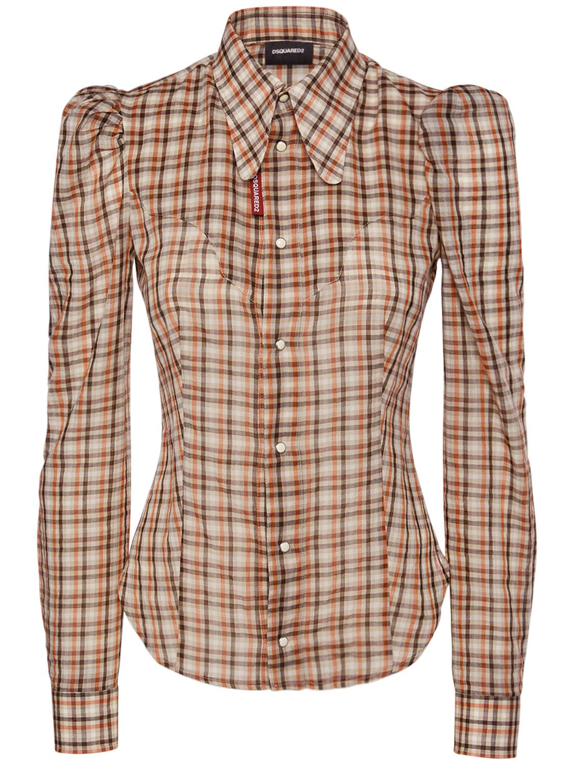 Dsquared2 Checked Cotton Cowboy Shirt In Multicolor