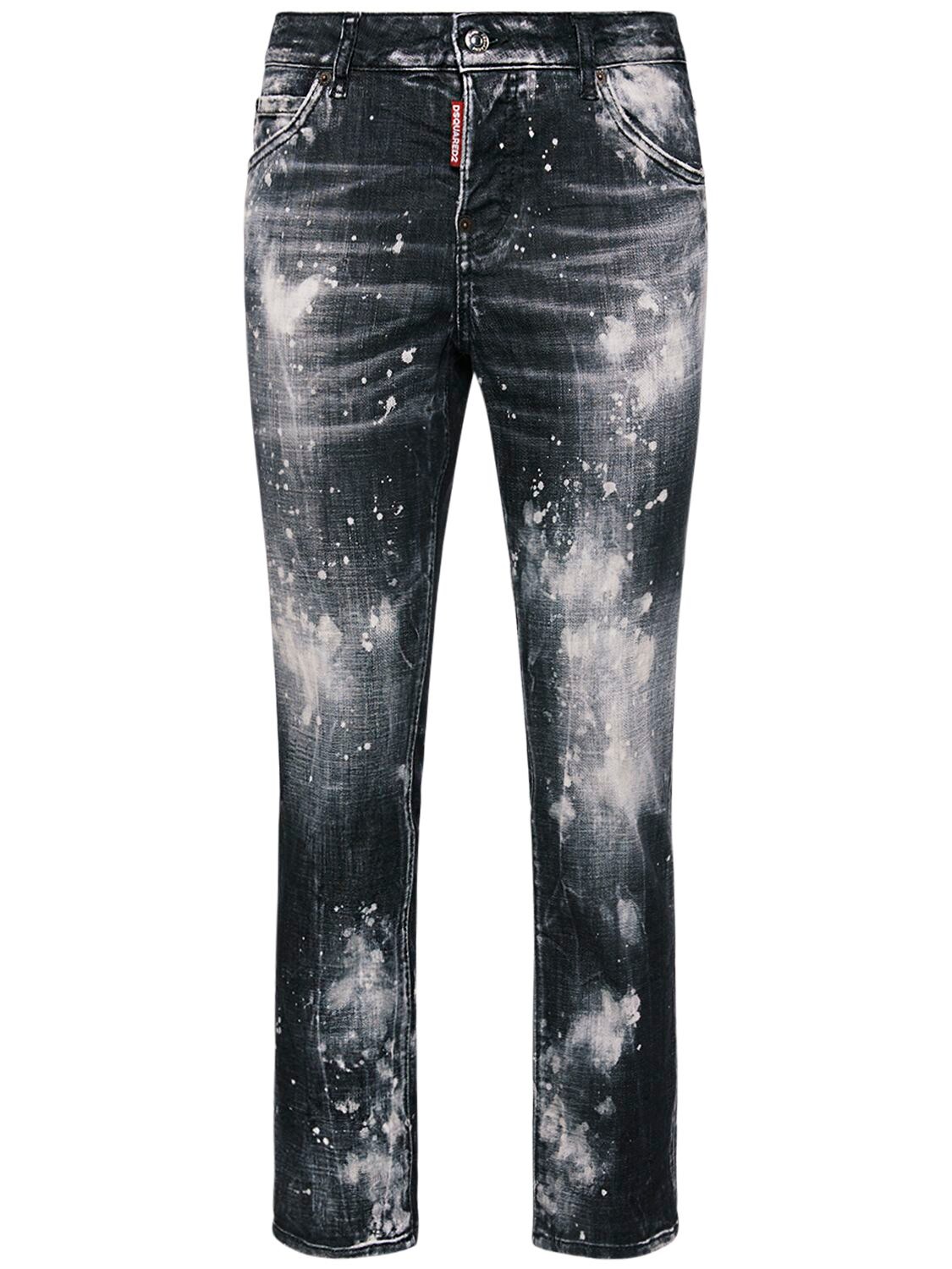 Dsquared2 Cool Girl Painted Stretch Denim Jeans In Black