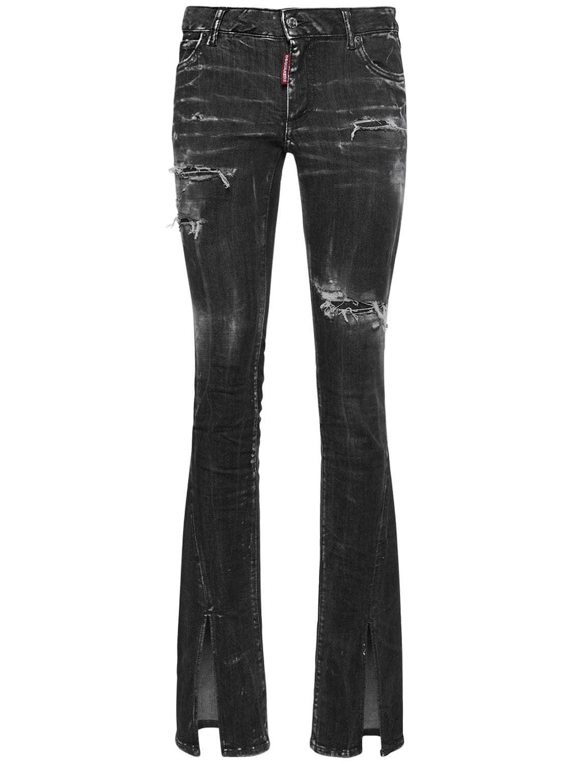 Image of Trumpet Distressed Denim Flared Jeans