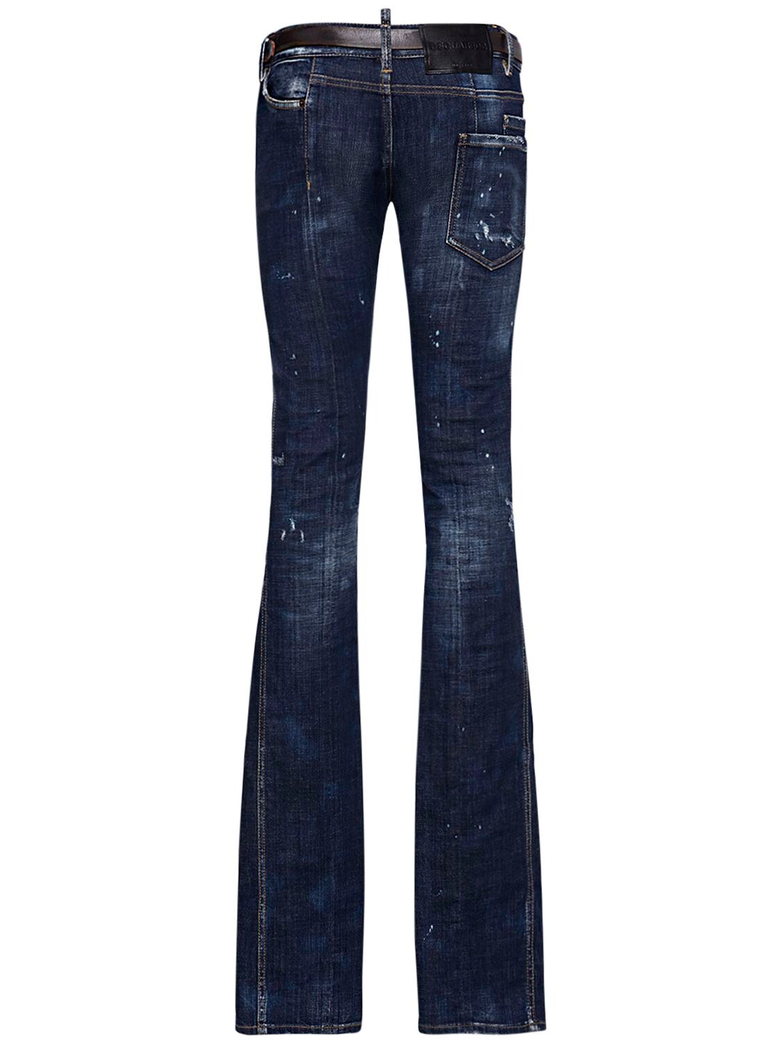 Shop Dsquared2 Low Rise Stretch Denim Straight Jeans In Blue