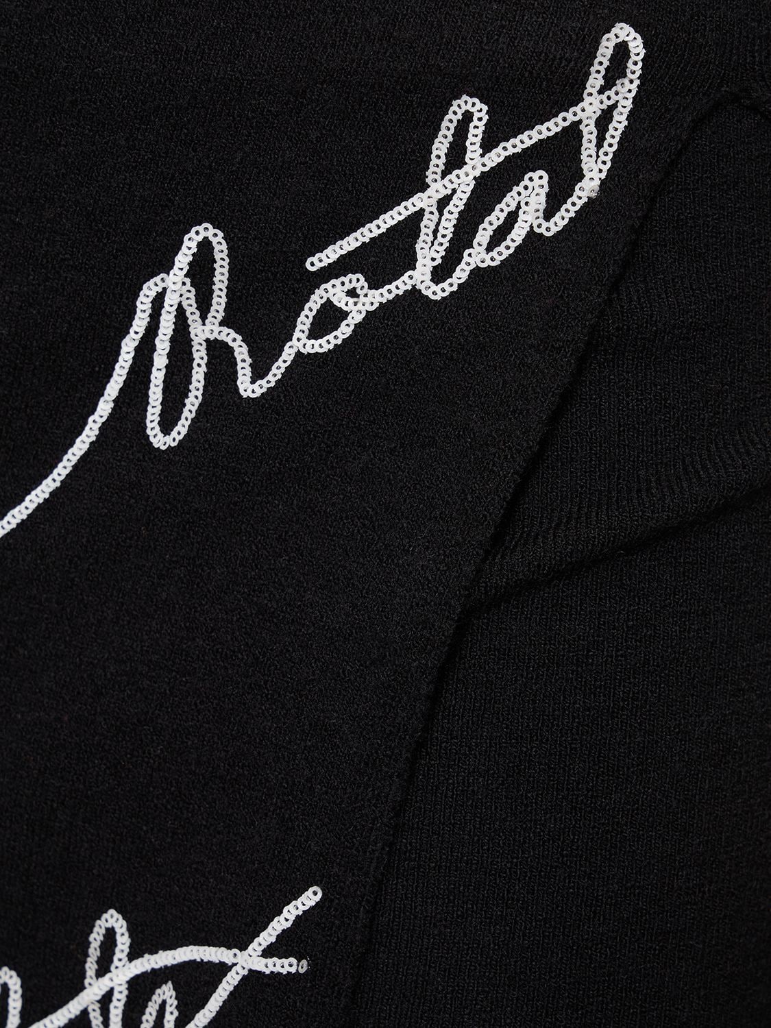 Shop Rotate Birger Christensen Sequined Logo Cotton Blend Mini Skirt In Black