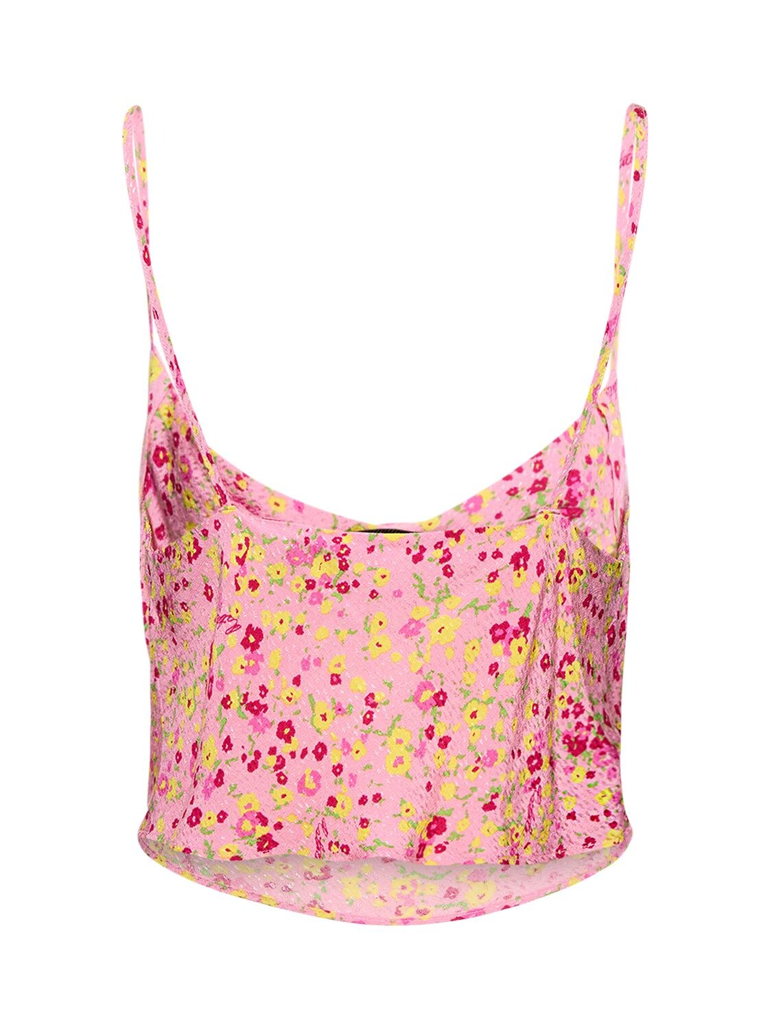 Rotate Birger Christensen Floral Print Viscose Slip Top In Pink,multi