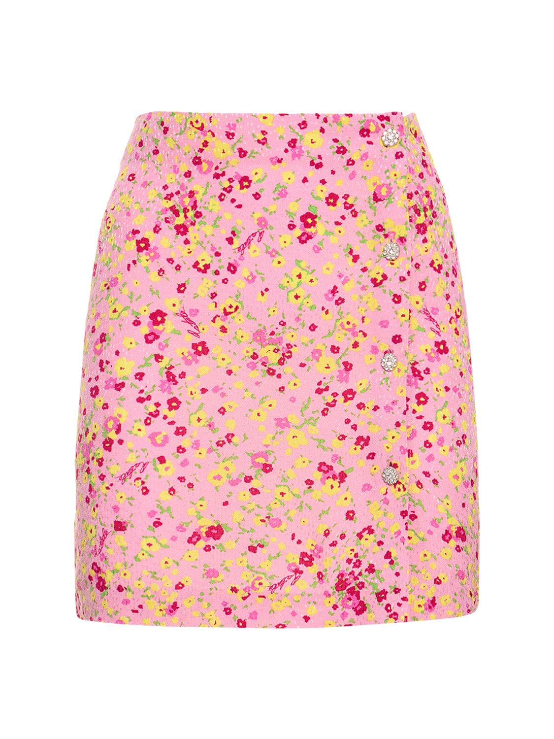 Rotate Birger Christensen Floral Print Jacquard Mini Skirt In Pink,multi