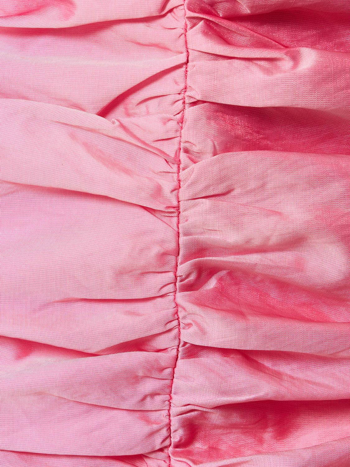 Shop Rotate Birger Christensen One-shoulder Ruffled Viscose Mini Dress In Pink