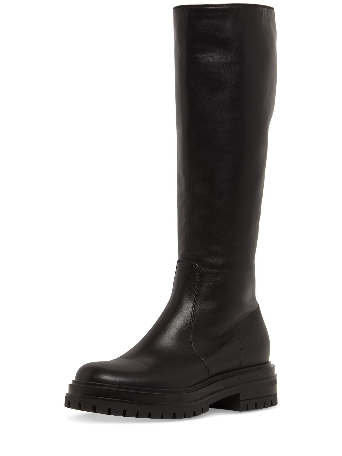 Shop Gianvito Rossi 20mm Rogue Leather Tall Boots In Black