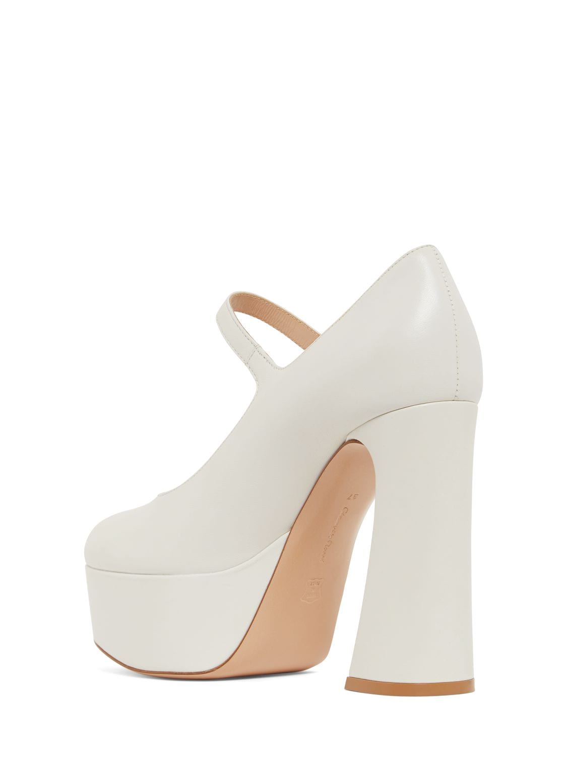 Shop Gianvito Rossi 70mm Leather Mary Jane Pumps In White