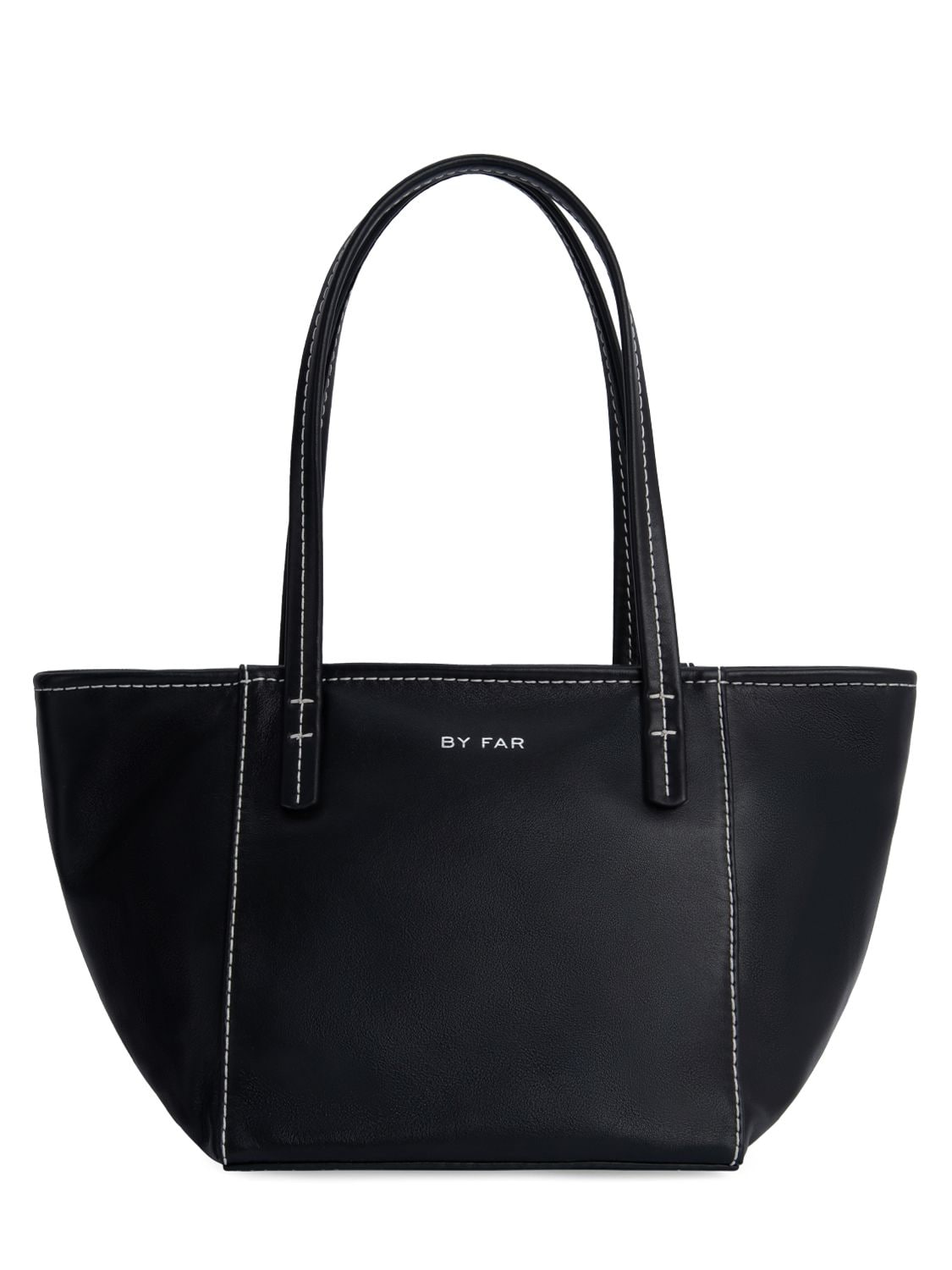By Far Bar Box Leather Tote Bag In Black
