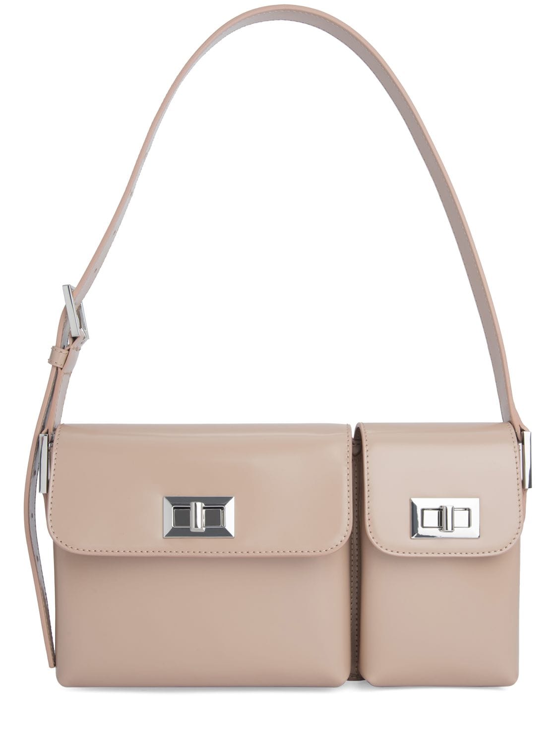 By Far Billy Semi Patent Leather Shoulder Bag In Sand