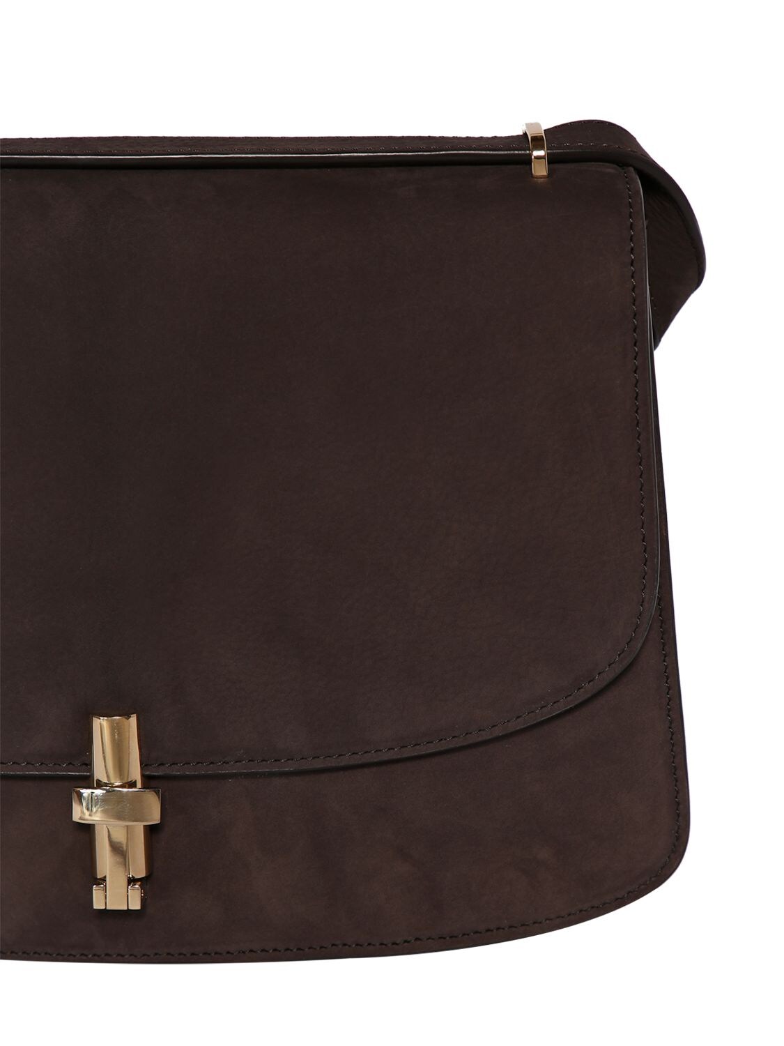 Shop The Row Sofia 10 Suede Shoulder Bag In Wood Brown Lg